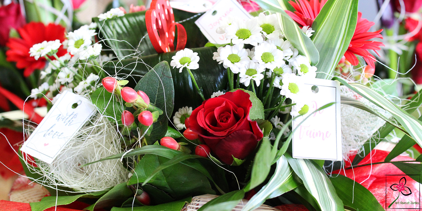 Pour la Saint Valentin, voici un exemple de bouquet rond à offrir