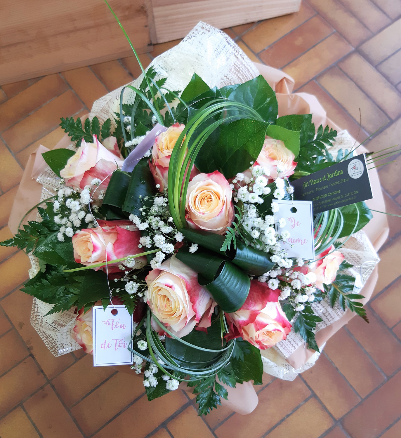 Bouquet de roses bicolores