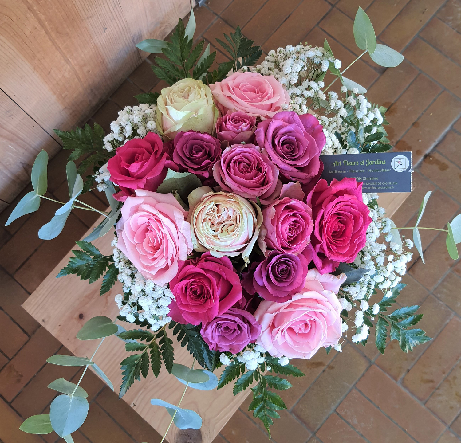 Bouquet de 15 roses - Couleur au choix - Art Fleurs et Jardins